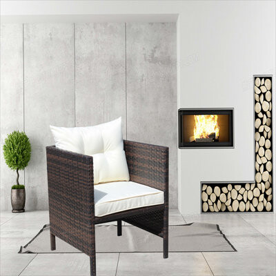 Highland Dunes Liberatore Dining Chairs with Cushions (Beige Cushion)