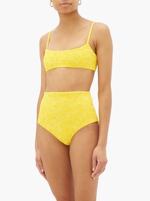 Mara Hoffman Lydia Floral-cloque Bikini Briefs - Yellow