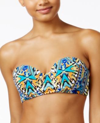 Bar III Monarchy Tribal-Print Underwire Bustier Bikini Top, Created for Macy's