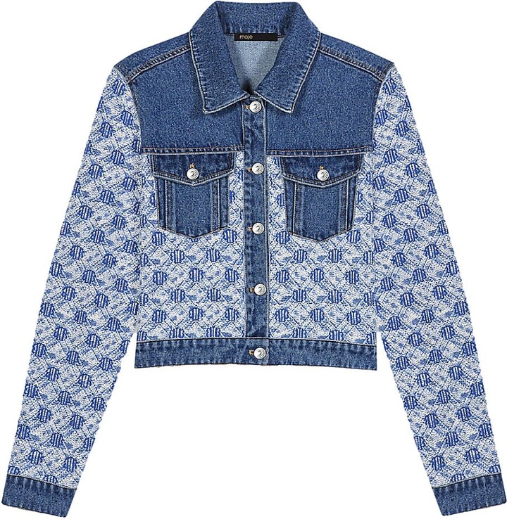 Maje Womens Bleus Quilted-top Stretch-denim Jacket - ShopStyle