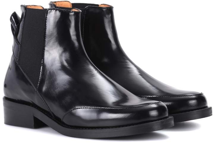 ganni violet leather ankle boots