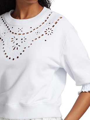 RED Valentino Eyelet Jersey Knit Cropped Top