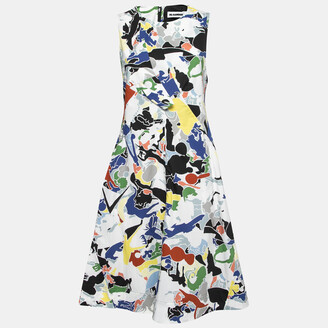 Jil Sander Multicolor Abstract Print Cotton Sleeveless Flared Dress XS