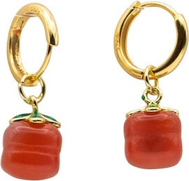 Seree Red Harvest Jade Stone Charm Earrings In Persimmon