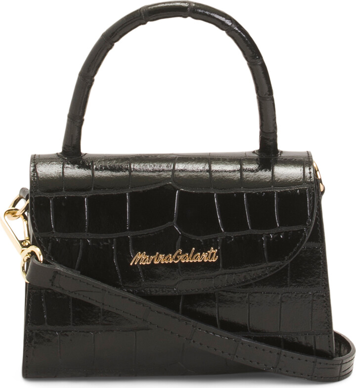 Marina Galanti Made In Italy Leather Crock Embossed Mini Satchel