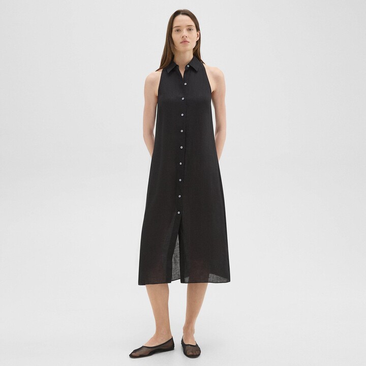 Theory Halter Neck Shirt Dress in Hemp