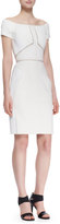 Thumbnail for your product : J. Mendel Off-Shoulder Dress with Lace Insets, Ecru
