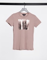 Thumbnail for your product : True Religion foil logo slim fit crew neck t shirt in pink