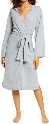 Socialite Waffle Knit Hooded Robe with Side Slits