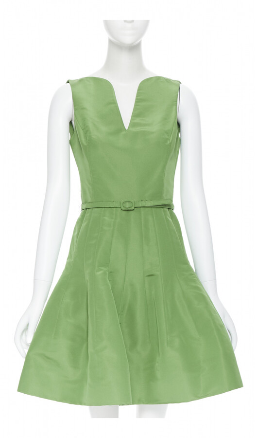 Oscar De La Renta green Silk Dresses