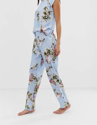 Ted Baker Harmony floral print pyjama trouser in blue