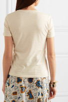 Thumbnail for your product : Loewe Paula's Ibiza Appliqued Cotton And Silk-blend Jersey T-shirt - Cream