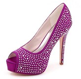 Thumbnail for your product : Lgykumeg Ladies high heels with glittering rhinestone sequins platform high heels round toe fish mouth open toe wedding shoes