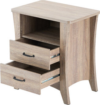 Ophelia & Co. 2 Rustic Nightstand With Open Shelf For Bedroom Essentials Storage Style 2 Drawers And Efficient Solutions