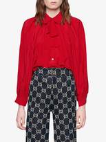 Thumbnail for your product : Gucci Silk shirt with neck bow