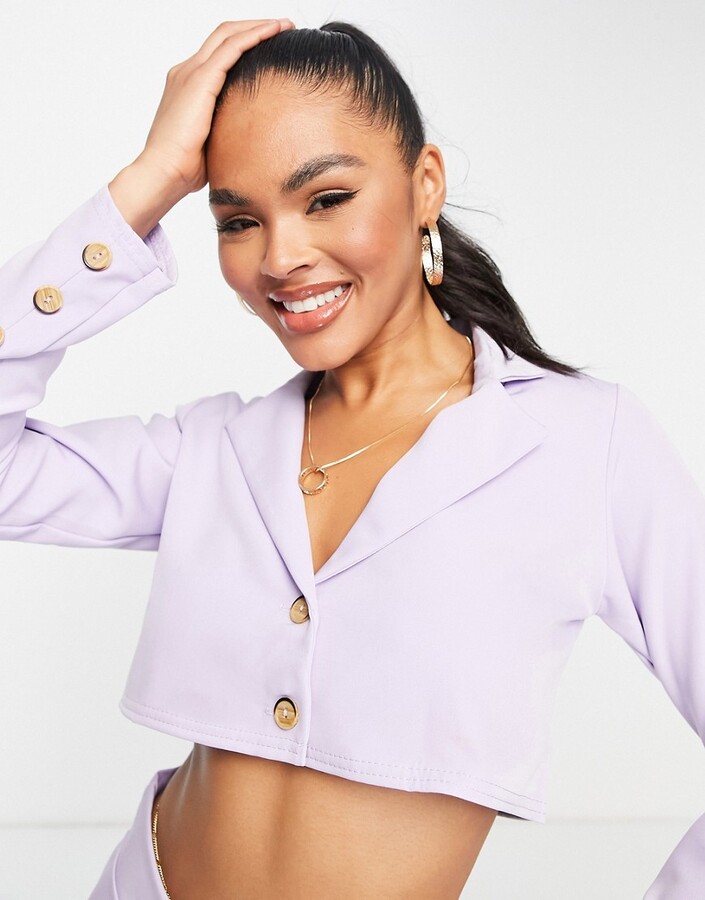Lasula cropped blazer co ord in lilac ShopStyle