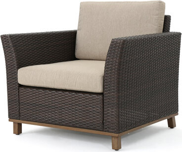 Latitude Run Single - Luxury Outdoor Seating Piece. Brown Pe  Iron Waterproof Fabric . 35.07 In Depth 32 Width 27.86 Tall. Perfect For Patio Porch Backyard