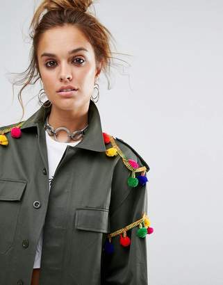 Reclaimed Vintage Revived Embellished Festival Military Jacket