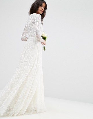 ASOS BRIDAL Embellished Long Sleeve Maxi Dress