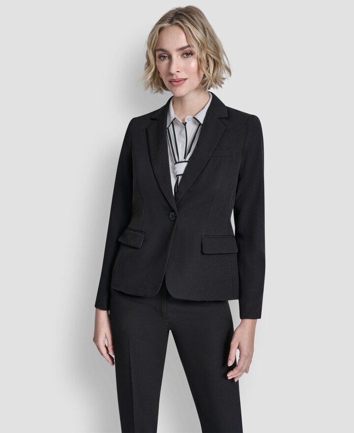 DKNY Petite Notch Collar 1-Button Jacket
