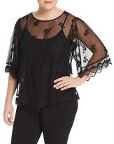 Thumbnail for your product : Vince Camuto Plus Sheer Embroidered Mesh Top