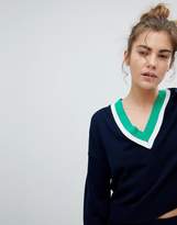 Thumbnail for your product : ASOS DESIGN two-piece sweater with tipping in crop