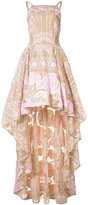 Marchesa Notte asymmetric hem floral dress