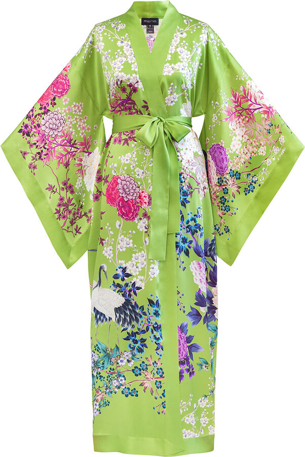 Apple Green Silk Satin Kimono