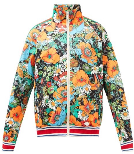 Gucci X The North Face Floral-print Jersey Track Jacket - Orange