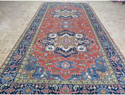 Isabelline 7'10 X 15'8 Hand Knotted Rust Orange Antiqued Serapi Oriental Rug 816C92B8374645B19EEB387BDC8DC052