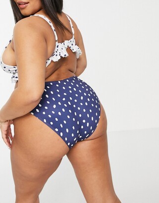 ASOS Curve ASOS DESIGN Curve mix and match deep hipster bikini bottom in  navy polka dot spot - ShopStyle Two Piece Swimsuits