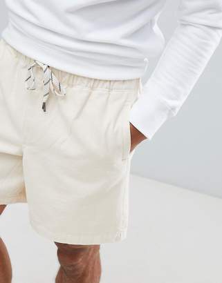 ASOS Design DESIGN slim shorts in cream heavyweight washed canvas with elasticated waistband