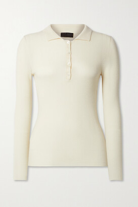 Nili Lotan Daisy Ribbed Merino Wool, Silk And Cashmere-blend Sweater - Cream