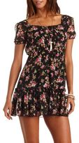 Thumbnail for your product : Charlotte Russe Ruffle Floral Print Chiffon Babydoll Dress
