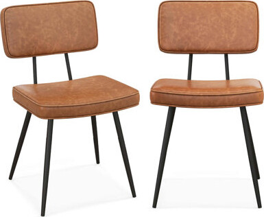 Dining Chairs Set of 2 with PU Leather Cover Filled Sponge Waterfall Seats
