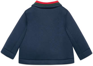 Gucci Double-Breasted Feline-Button Peacoat, Size 12-36 Months