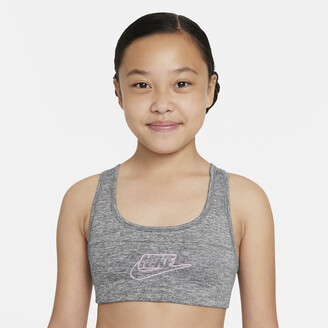Nike Dri-FIT Swoosh Big Kids' (Girls') Sports Bra in Grey - ShopStyle