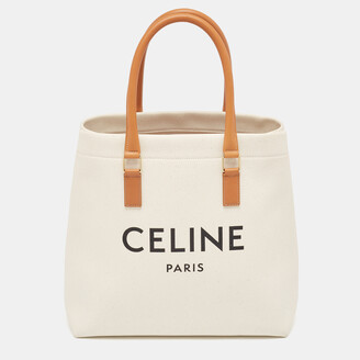 Celine Mini Vertical Cabas Tote in White Triomphe Canvas – Brands Lover