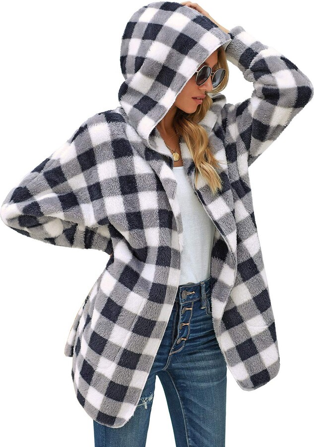 hooded plaid coat