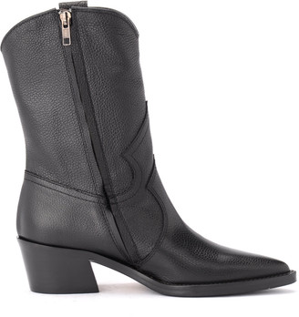 Texan Via Roma 15 Ankle Boot In Black Grained Leather