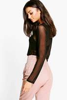 Thumbnail for your product : boohoo Tall Mesh Long Sleeve Top