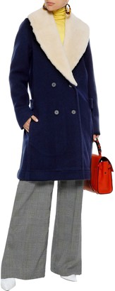 J.W.Anderson Swing Double-breasted Shearling-trimmed Wool Coat