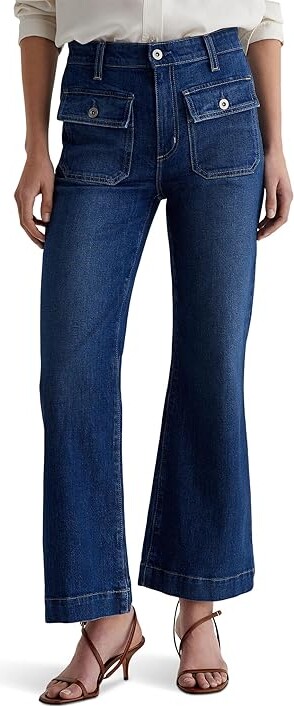 AG Jeans Bonnie Mid Rise Relaxed Flare in Shallow Women's Jeans Shallow : 26 28, Cotton/Denim/Elastane