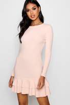 Thumbnail for your product : boohoo NEW Womens Ruffle Hem Long Sleeve Dress in