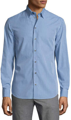 Armani Collezioni Gingham Long-Sleeve Sport Shirt, Blue