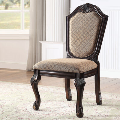 & Beige Solid Back Dining Chairs (2 ) - Classic Style With Ergonomic Support Of 2 Traditional Back, Cushion, Raised Leg
