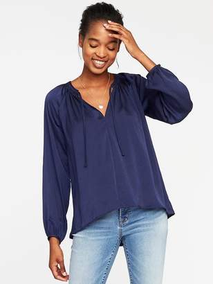 Old Navy Relaxed Tie-Neck Satin Top for Women