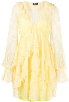 Blumarine Lace-Patterned Ruffled Dress