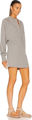 Marissa Webb So Uptight Plunge Henley Sweatshirt Dress in Grey