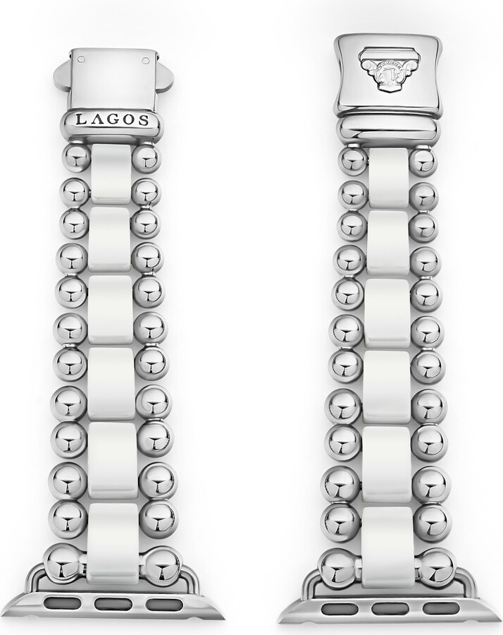 Lagos Smart Caviar White Ceramic & Stainless Steel 20mm Apple Watch® Watchband